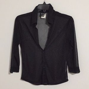 Black sheer button up